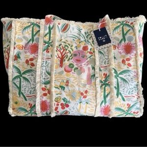 NWT Roller Rabbit x Target Vacation Fringe Canvas Tote Bag Yellow/Green